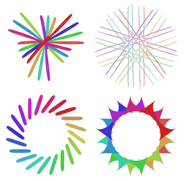 Mandalas Abstractos Circulares Radiales Motivos Elementos Diseño Decoración Con Colores — Vector de stock