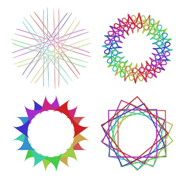 Кругові Радіальні Абстрактні Мандали Мотиви Елементи Декорування Кольорами Спектру Покоління — стоковий вектор