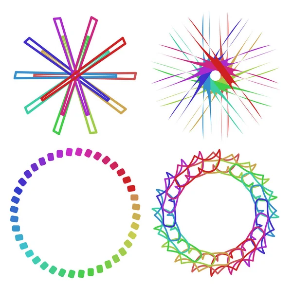 Kreisförmige Und Radiale Abstrakte Mandalas Motive Dekorationselemente Mit Spektralfarben Generative — Stockvektor