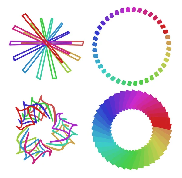 Mandalas Abstraits Circulaires Radiaux Motifs Éléments Décoratifs Aux Couleurs Spectre — Image vectorielle