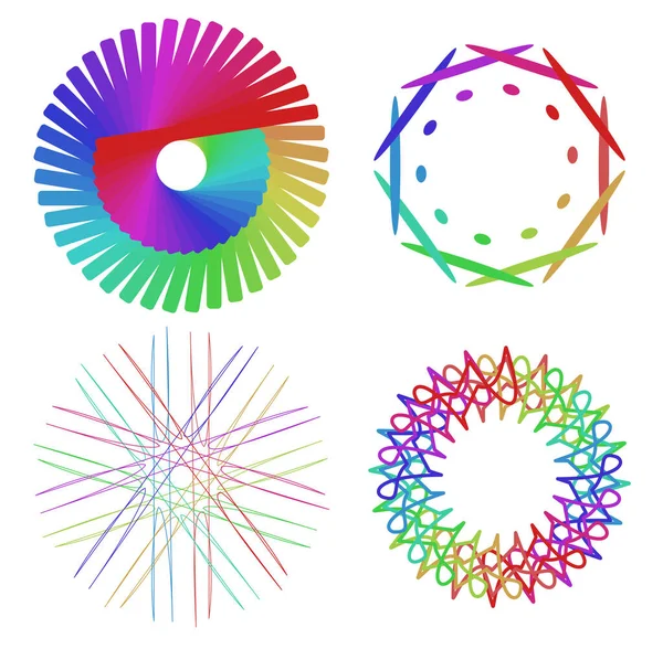 Mandalas Abstractos Circulares Radiales Motivos Elementos Diseño Decoración Con Colores — Vector de stock