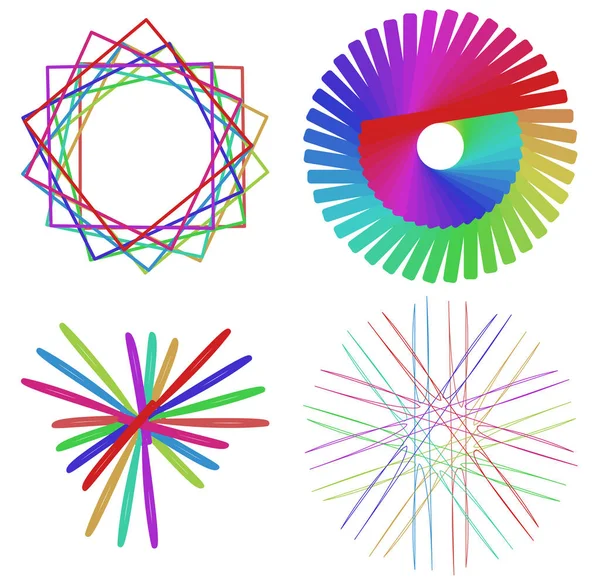 Кругові Радіальні Абстрактні Мандали Мотиви Елементи Декорування Кольорами Спектру Покоління — стоковий вектор