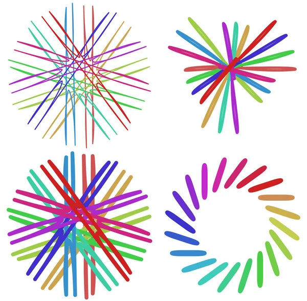 円形と放射状の抽象的なマンダラ モチーフ スペクトルの色を持つ装飾デザイン要素 幾何学的 抽象的な造形 — ストックベクタ