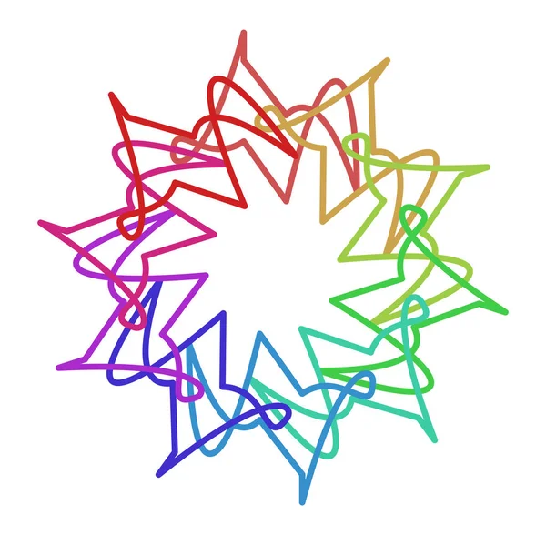 Dairesel ve radyal soyut mandalalar, motifler, spektrum renkleriyle dekorasyon tasarımı elemanları. Üretken geometrik ve soyut sanat şekilleri