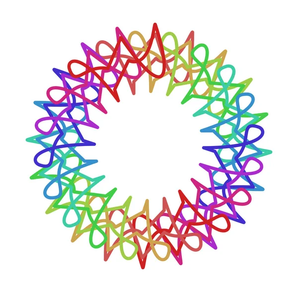 Dairesel ve radyal soyut mandalalar, motifler, spektrum renkleriyle dekorasyon tasarımı elemanları. Üretken geometrik ve soyut sanat şekilleri