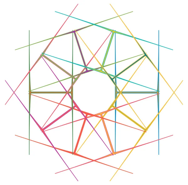 Renkli dairesel ve radyal soyut mandalalar, motifler, dekorasyon tasarım elemanları. Üretken geometrik ve soyut sanat şekilleri