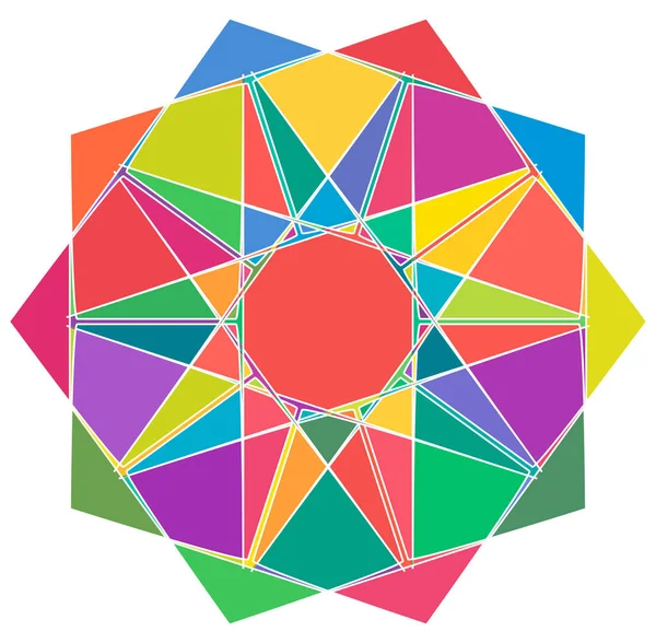 色の円形と放射状の抽象的なマンダラ モチーフ 装飾デザイン要素 幾何学的 抽象的な造形 — ストックベクタ