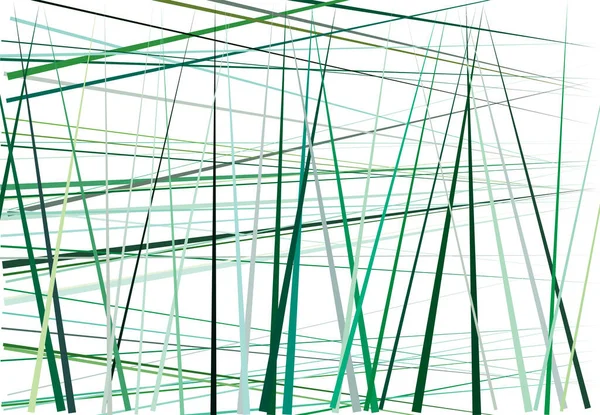 Verde Colorido Arte Geométrico Abstracto Con Líneas Caóticas Aleatorias Cruce — Vector de stock