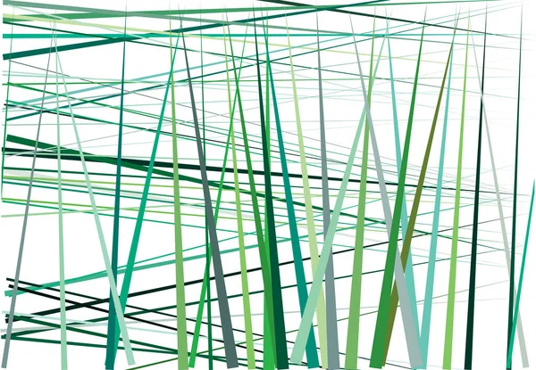 Kleurrijke Groen Abstracte Geometrische Kunst Met Willekeurige Chaotische Lijnen Rechte — Stockvector