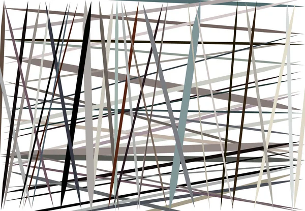 カラフルな茶色 灰色ランダムで混沌としたラインを持つ抽象幾何学芸術 直線の交差線の質感縞模様 — ストックベクタ