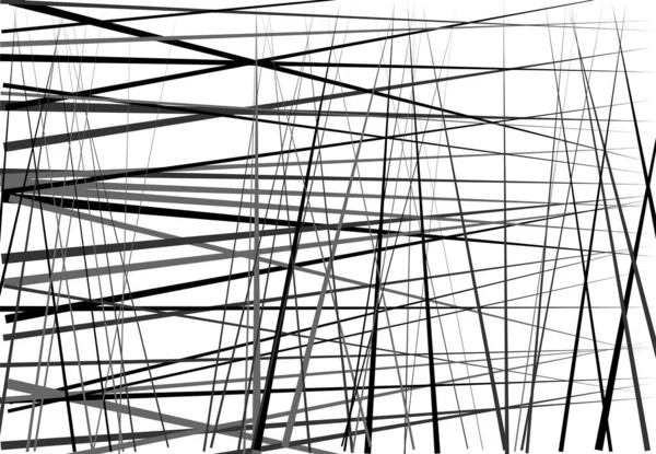 Abstrakte Geometrische Kunst Mit Zufälligen Chaotischen Dynamischen Linien Geradlinige Kreuzung — Stockvektor