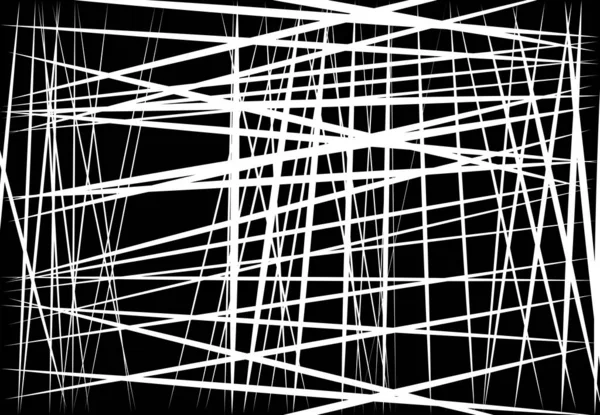 Abstrakte Geometrische Kunst Mit Zufälligen Chaotischen Dynamischen Linien Geradlinige Kreuzung — Stockvektor