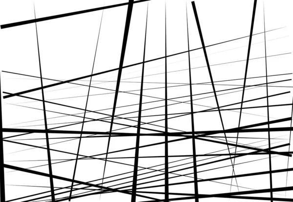 Abstrakte Geometrische Kunst Mit Zufälligen Chaotischen Linien Geradlinige Kreuzung Sich — Stockvektor