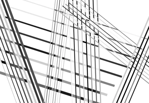 Abstrakte Geometrische Kunst Mit Zufälligen Chaotischen Linien Geradlinige Kreuzung Sich — Stockvektor