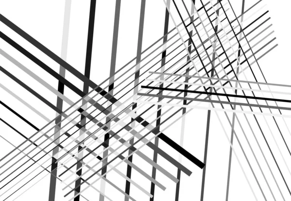 Abstrakte Geometrische Kunst Mit Zufälligen Chaotischen Linien Geradlinige Kreuzung Sich — Stockvektor