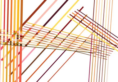 Renkli kırmızı, turuncu soyut geometrik sanat ve rastgele, kaotik çizgiler. Düz geçiş, kesişen çizgiler doku, çizgiler desen