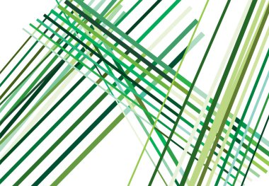 Rastgele ve kaotik çizgileri olan renkli yeşil soyut geometrik sanat. Düz geçiş, kesişen çizgiler doku, çizgiler desen