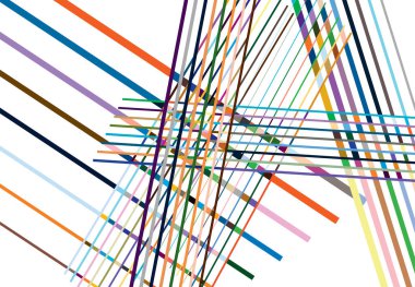 Vivid / Vibrant Colorful Abstract geometric art with random, chaotic lines. Straight crossing, intersecting lines texture, stripes pattern