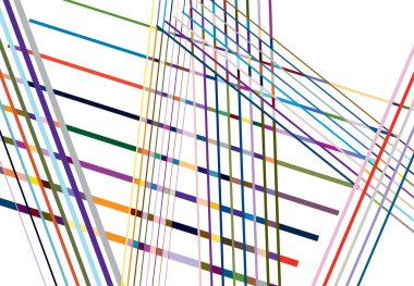 Vivid / Vibrant Colorful Abstract geometric art with random, chaotic lines. Straight crossing, intersecting lines texture, stripes pattern