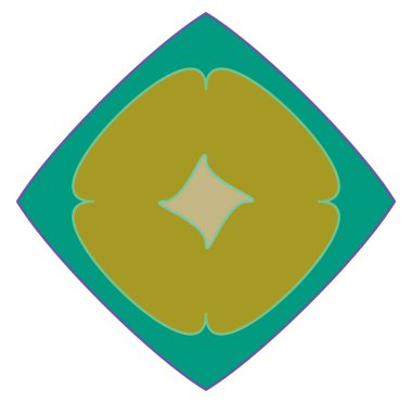 geometric mandala / ornament / decoration symbol, icon. simple, basic mottle circular, concentric abstract design element. lotus, floral motif. multi-color, colorful outline, line version series