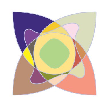 geometric mandala / ornament / decoration symbol, icon. simple, basic mottle circular, concentric abstract design element. lotus, floral motif. multi-color, colorful outline, line version series
