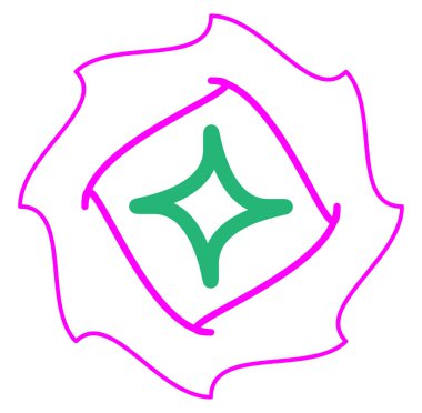 Geometric mandala / ornament / decoration symbol, icon. Simple, basic circular, concentric abstract design element. Lotus, floral motif (Colorful, multi-color thick lined, outline version)