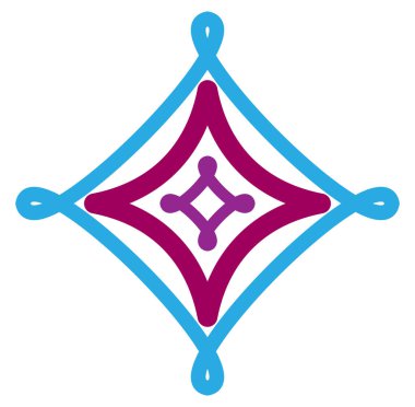 Geometric mandala / ornament / decoration symbol, icon. Simple, basic circular, concentric abstract design element. Lotus, floral motif (Colorful, multi-color thick lined, outline version)