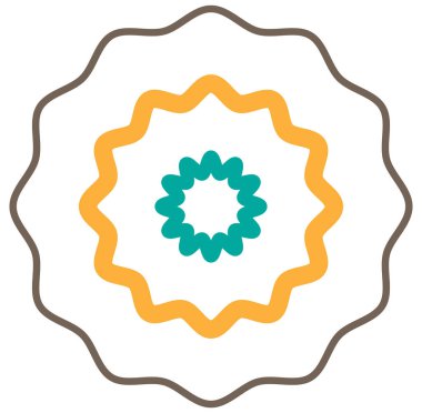 Geometric mandala / ornament / decoration symbol, icon. Simple, basic circular, concentric abstract design element. Lotus, floral motif (Colorful, multi-color thick lined, outline version)