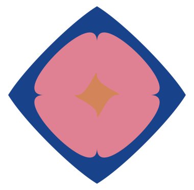 Geometric mandala / ornament / decoration symbol, icon. Splotch, blob shape. simple, basic circular, concentric abstract design element. Lotus, floral motif. Multi-color, colorful, colored version