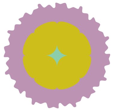 Geometric mandala / ornament / decoration symbol, icon. Splotch, blob shape. simple, basic circular, concentric abstract design element. Lotus, floral motif. Multi-color, colorful, colored version