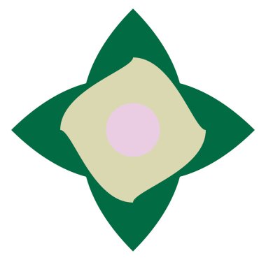 Geometric mandala / ornament / decoration symbol, icon. Splotch, blob shape. simple, basic circular, concentric abstract design element. Lotus, floral motif. Multi-color, colorful, colored version