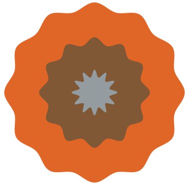 Geometric mandala / ornament / decoration symbol, icon. Splotch, blob shape. simple, basic circular, concentric abstract design element. Lotus, floral motif. Multi-color, colorful, colored version