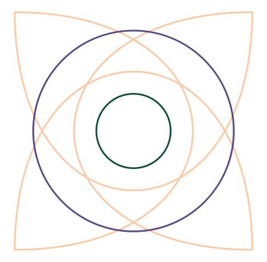 Geometric mandala / ornament / decoration symbol, icon. Simple, basic circular, concentric abstract design element. Lotus, floral motif (Colorful, multi-color lined, outline version)