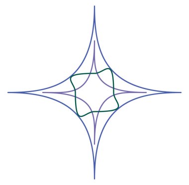 Geometric mandala / ornament / decoration symbol, icon. Simple, basic circular, concentric abstract design element. Lotus, floral motif (Colorful, multi-color lined, outline version)