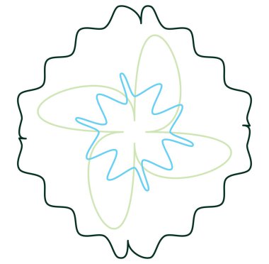 Geometric mandala / ornament / decoration symbol, icon. Simple, basic circular, concentric abstract design element. Lotus, floral motif (Colorful, multi-color lined, outline version)