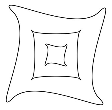 Geometric mandala / ornament / decoration symbol, icon. Simple, basic circular and concentric abstract design element. Lotus, floral motif (Lined, outline version) (Outlines are not expanded)