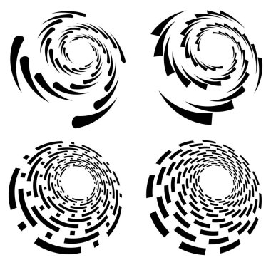 Siyah beyaz girdap seti, volt şekilleri. Çarpık sarmal elementler