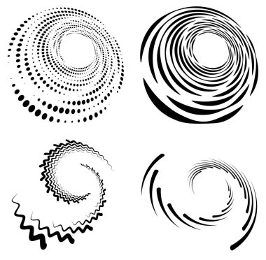 Siyah beyaz girdap seti, volt şekilleri. Çarpık sarmal elementler