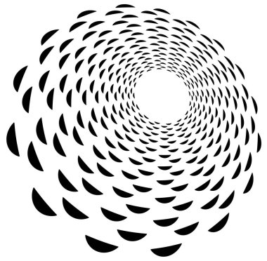 Tek renkli volt, girdap şekilleri. Çarpık sarmal elementler. Döndürme, döndürme ve bükme kavramı tasarımı