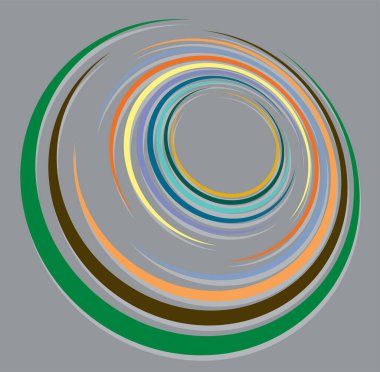 Tek noktalı, çok renkli ve renkli spiral, girdap, dönme elementi. Çarpık döngüsel, dairesel ve dairesel, ışınımlı girdap, renkli arkaplan üzerinde volt şekli, arka plan