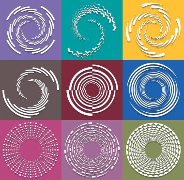 Beyaz sarmal, sarmal, kıvrık ve kıvrımlı şekiller. spiral, çevirme, girdap çizimi. Sicim tasarımı elementleri tek renk, tek renkli arkaplan, arka plan. Sarmal, volta takımı.