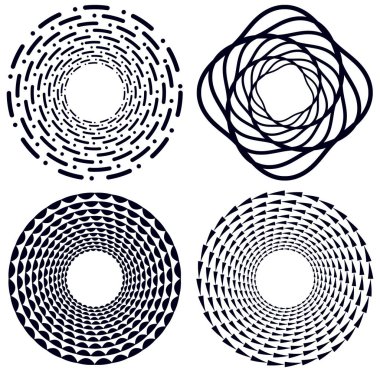 Siyah beyaz girdap seti, volt şekilleri. Çarpık sarmal elementler