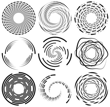 Siyah beyaz girdap seti, volt şekilleri. Çarpık sarmal elementler