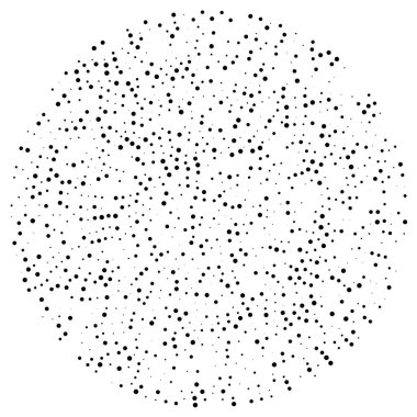 Rastgele noktalar, çemberler soyut. Benekler, noktalı radyal, yayılan, dairesel geometrik çizimler. Puantiye, nokta listesi, noktalama tasarım elementi