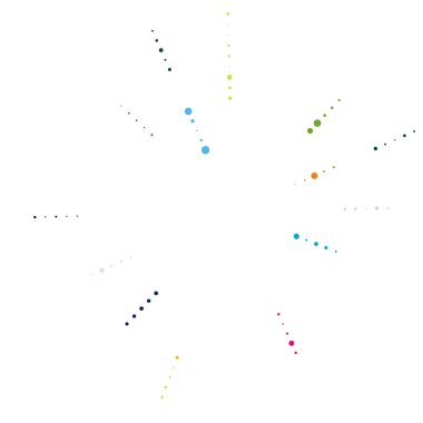 Rastgele noktalar, çemberler soyut. Benekler, noktalı radyal, yayılan, dairesel geometrik çizimler. Puantiye, nokta listesi, noktalama tasarım elementi