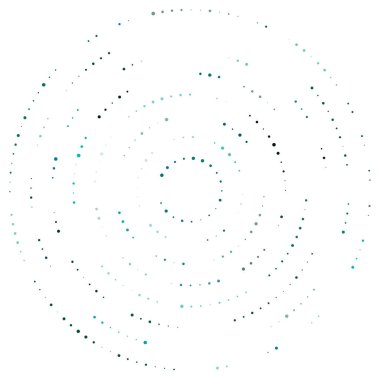 Rastgele noktalar, çemberler soyut. Benekler, noktalı radyal, yayılan, dairesel geometrik çizimler. Puantiye, nokta listesi, noktalama tasarım elementi