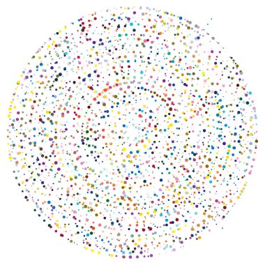 Rastgele noktalar, çemberler soyut. Benekler, noktalı radyal, yayılan, dairesel geometrik çizimler. Puantiye, nokta listesi, noktalama tasarım elementi