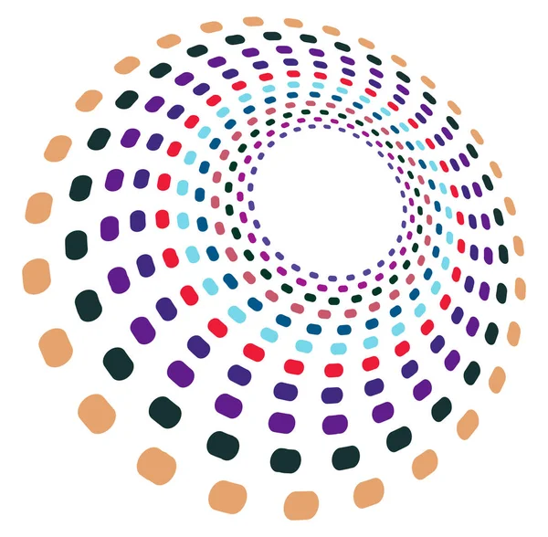 単一の斑状 多色とカラフルなスパイラル 渦巻き ツイル要素 ねじれた円形 放射状 渦状の形状 — ストックベクタ