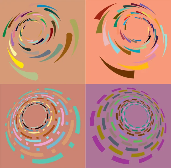 Conjunto Manchado Multi Cor Espiral Colorido Redemoinho Girar Formas Vórtice —  Vetores de Stock