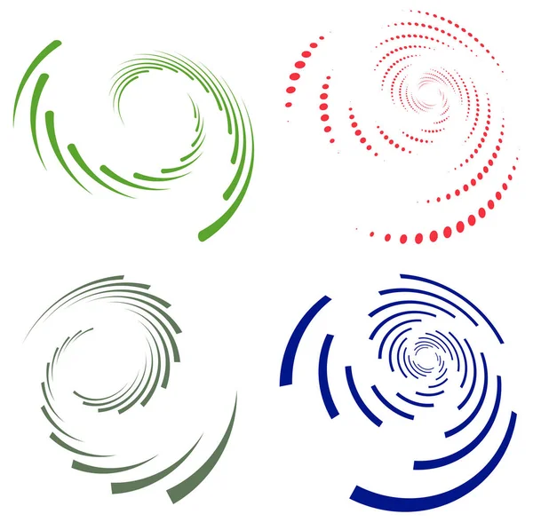 Набір Однокольорових Однотонних Вихрових Вихрових Форма Обертанням Спіном Викривленням Спіралі — стоковий вектор